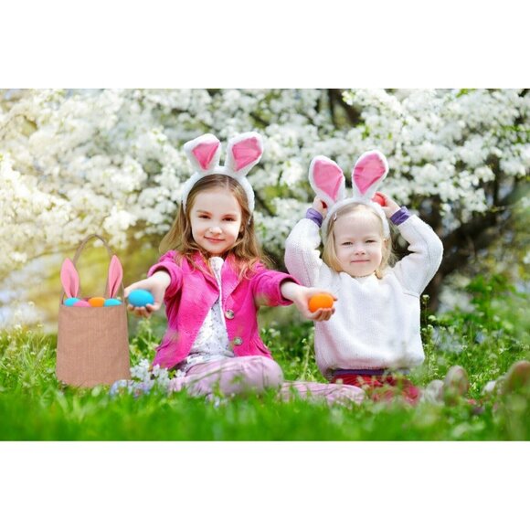 Easter Egg Hunt Basket Bag Bunny Rabbit Pink Ears Design Reusable Gift Bag NEW - Picture 2 of 6